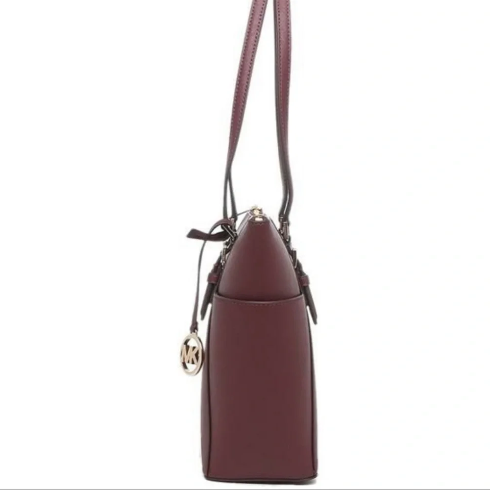 MICHAEL KORS Charlotte Large Leather Top-Zip Tote Dark Cherry NWT